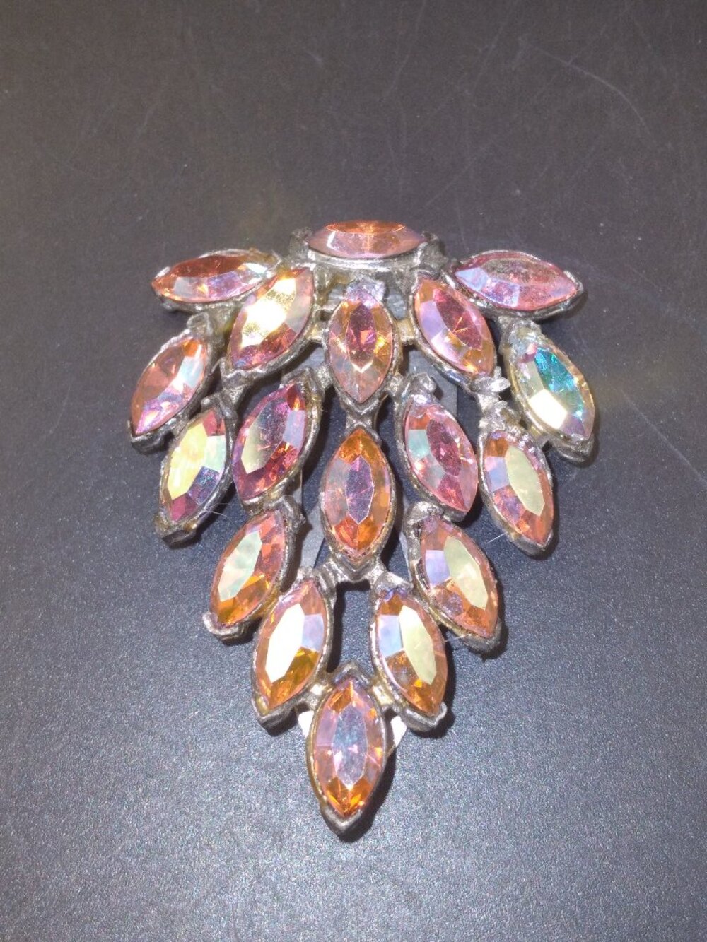 Vintage AB Pink Rhinestones Sweater / Dress Clip